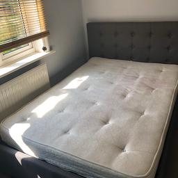 This ottoman bed’s base is made of wood, metal and covered with padding + grey material.
It opens into an ottoman bed, therefore can be used to store things.
Very useful if you lack room in your bedroom.
It comes dismantled and has a manual.
Look to pictures for reference.
Mattress is free, can be bought without.
** PLEASE ONLY SERIOUS BUYERS WELCOME & OFFERS **
It’s missing 4 slats.
When I purchased it was £399, therefore you’re getting a very good price.

Cash and pick up only!
