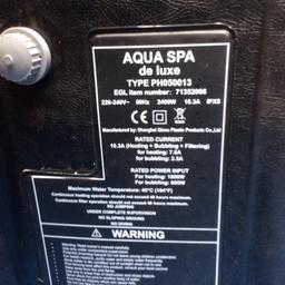 4 person hot tub, one year old, kept indoors 
But water stained. Works perfectly