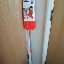 Unopened, unused, still in original packaging. Double sided mop for laminate flooring. Head can be machine washed.