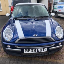 Mini Cooper 2003 1.6 petrol

FULL 12 months MOT ( No advisories)

Done 3000 per year last 3 years

106,931 miles

Manual Petrol 1.6

Drives Great Any trial test drive Welcome

Fantastic on fuel ...

Leather interior

Fully working Alarm

Body work in and out good clean

Very nippy sounds great

New battery and brake pads all round

PRICED TOO SELL £1000 quid no offers no best Prices £1000 or nothing

*NO OFFERS*