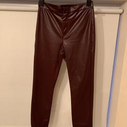 Size 8 topshop oxblood leather PU trousers. Worn twice, in perfect condition.
Will post for an extra £5.