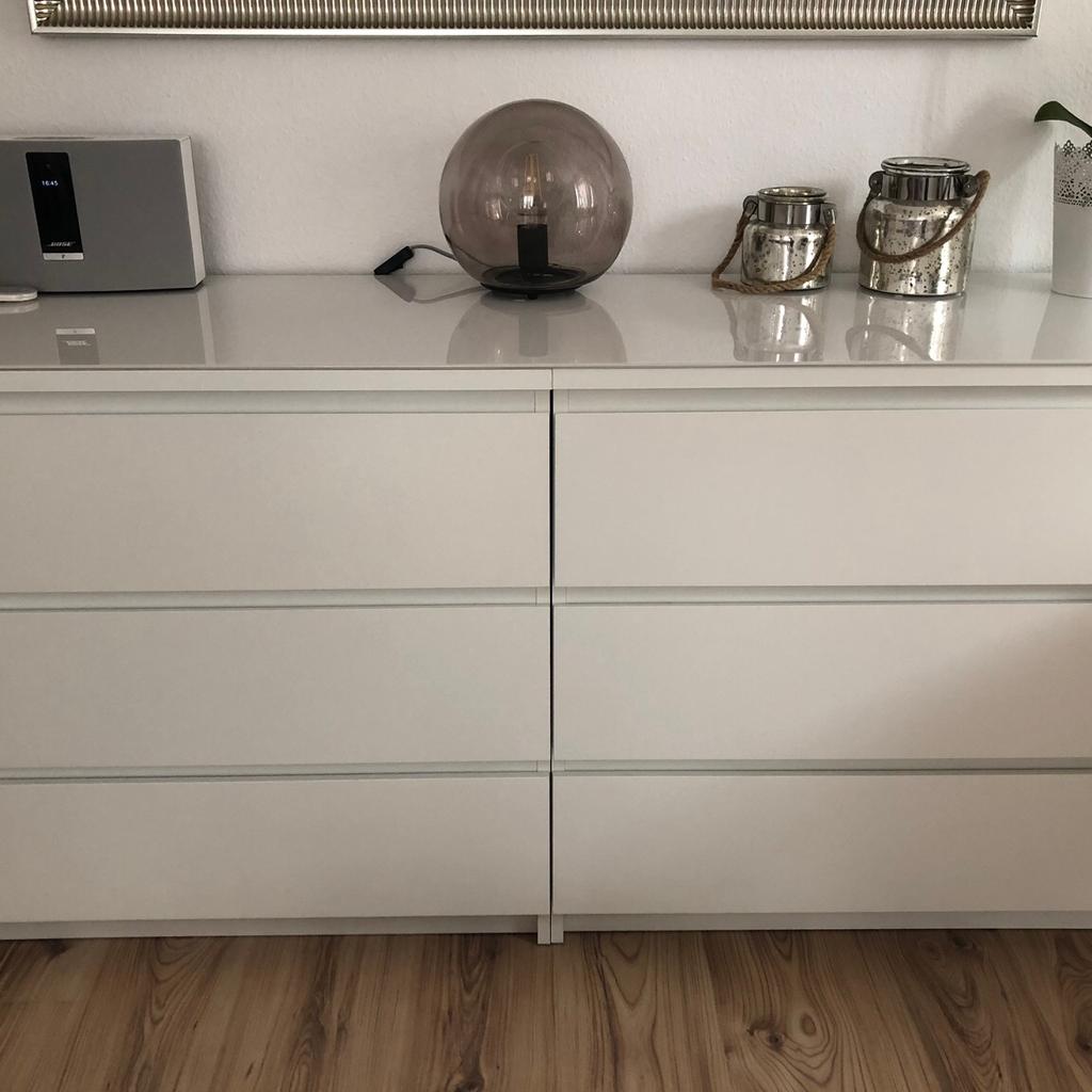 Ikea Malm 2 Kommode + Malm Glasplatte weiß in 67346 Spira für 120,00 € zum Verkauf