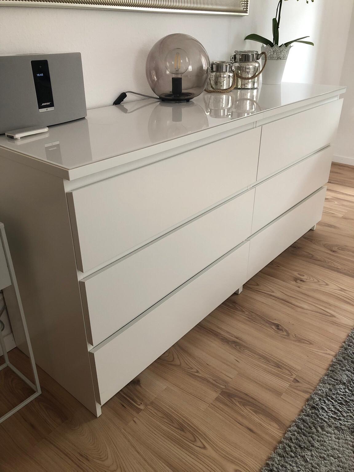 Ikea Malm 2 Kommode + Malm Glasplatte weiß in 67346 Spira für 120,00 € zum Verkauf