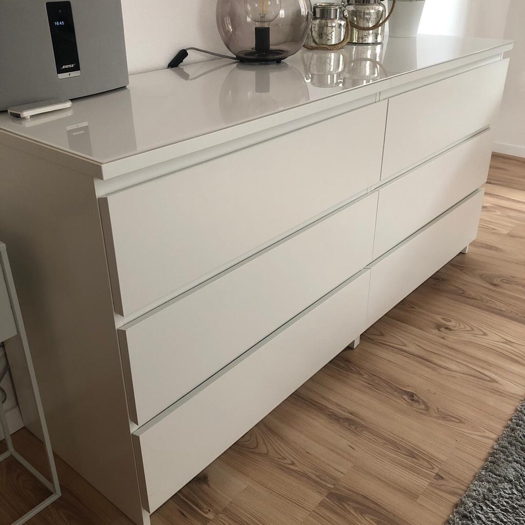 Ikea Malm 2 Kommode + Malm Glasplatte weiß in 67346 Spira für 120,00 € zum Verkauf