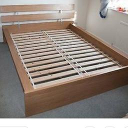 Oak coloured king sized Ikea bed frame. very good condition, no chips however the slats are taped together with duct tape as the original plastic casing started to perish. does not effect the use of bed and is not seen.
Mattress is not included.
Please note first picture is for illustration only
Make an offer