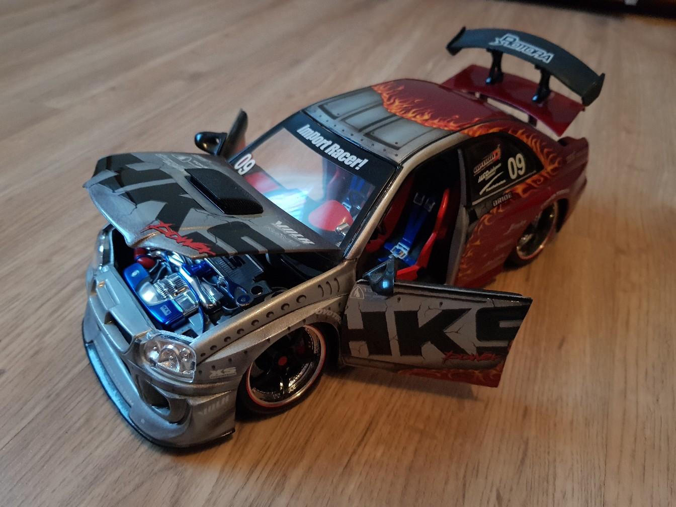 Onwomania Modellauto WRX STI - Lizenzierter Sportwagen In Blau, Maßstab 1:34-39