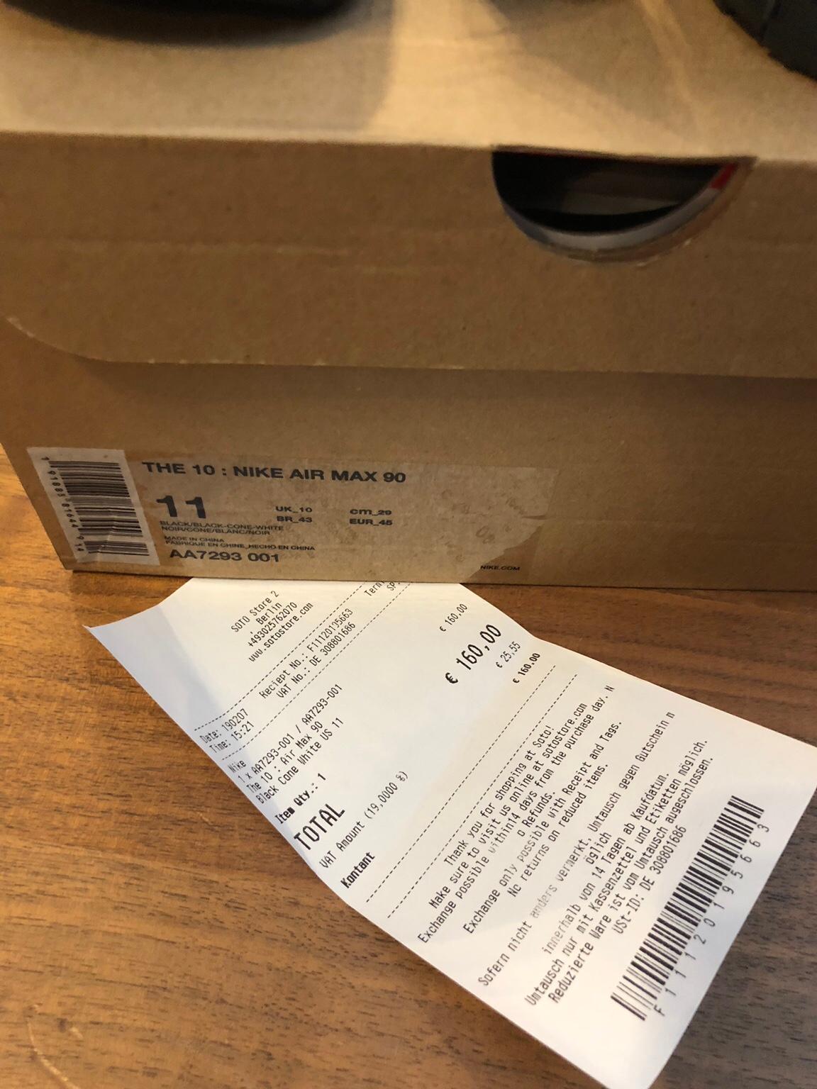 Off white air max 90 receipt online