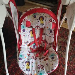 Excellent condition just like new

Suitable from birth

2 speeds

Seat reclines slightly

Folds up for easy storage