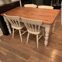 solid heavy table.and chairs top.could do with waxing collect only west dulwich check my other items for sale as moving home this is collect only no timewasters
