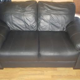Hi I have for sale 2 black real leather sofas in great condition only selling as redecorating there is a small tear in the back of the smaller sofa but not noticeable I have included a close up picture but otherwise great condition these need collecting from Newton heath as i dont drive and are ready as soon as possible this is why the low price grab a bargin
