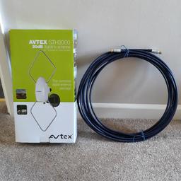AVTEX STH3000 20db DIGITAL TV ANTENNA COMPLETE WITH 10metre SATELITE CABLE. BRAND NEW. COLLECTION ONLY