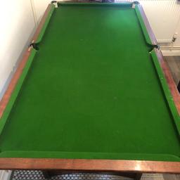 Hi there,

I’m selling my pool/snooker table. It’s in good condition. Due to its age there is some signs of Chips in the wood and the nets need some stapling.

Above all, it’s marble underneath and very strong and study. This table was bought over a year ago for about £300+. It is very heavy and the legs are detachable.

I have some balls and some snooker cues that I can give away as-well.

190 X 110cm

 I am selling as I don’t have room for it no more.

Grab a bargain.