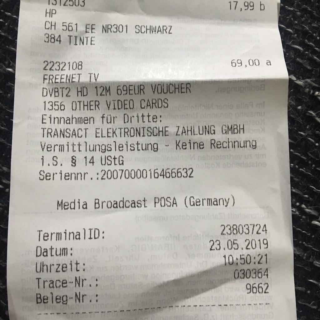 Freenet tv guthabenkarte in 76229 karlsruhe f r 60 00 zum verkauf