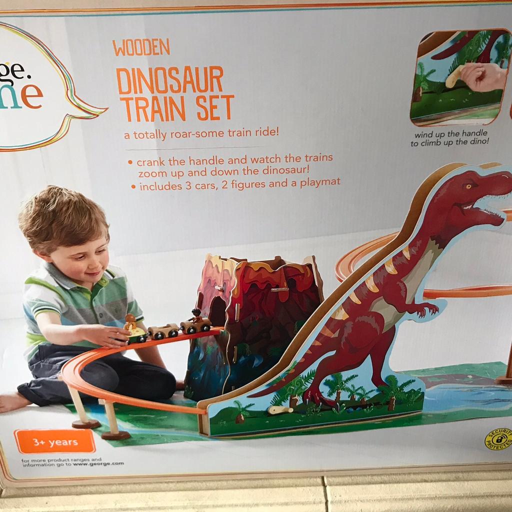 Asda wooden dinosaur train sales set