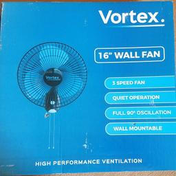 Hi, you're looking at brand new 16inch wall fan. It has 3 speed setting and full 90 degree oscillation.
I can ship this item with postage of £5
Thanks