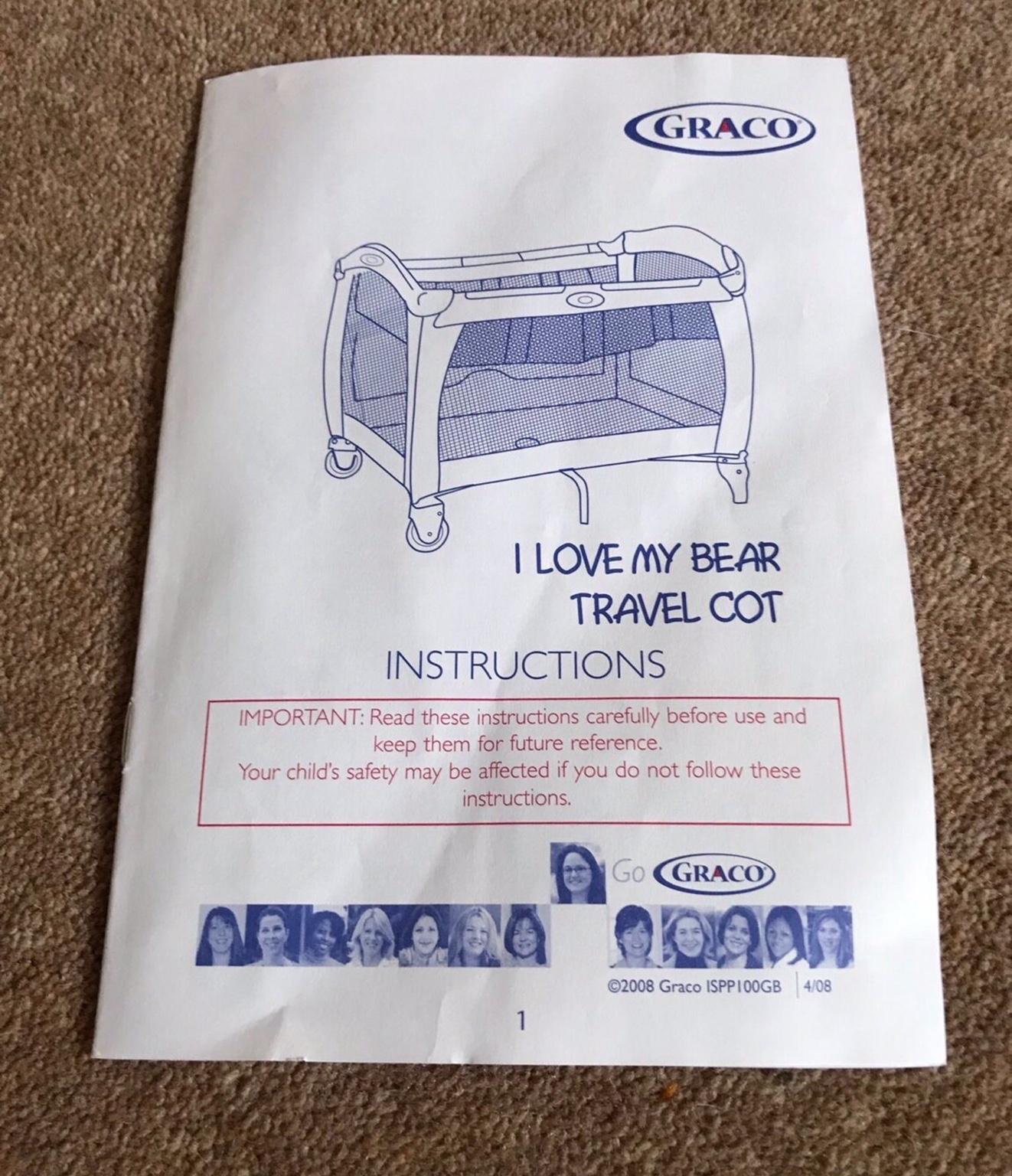 Graco ‘I love my bear’ travel cot & extras! in DY10 Wyre Forest for £30