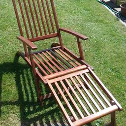 Beautiful solid wood garden sun lounger/relaxer, get ready for the summer sun and pink gin in this well made garden furniture, look good in any garden