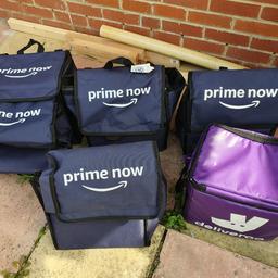6 prime now bags with gel ice packs. deliveroo hot bag. need to go asap