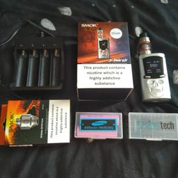 All original spares in box included. Comes with 4 18650 batteries, 1 - 4 dock battery charger and 1 coil. All in perfect working order, only selling as I'm quitting vaping. Collection from Gillingham, Kent.