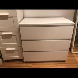 2 sets of Ikea drawers. One drawer of the tall ones is a a bit temperamental but still works. A few scratches from moving but generally in good condition.