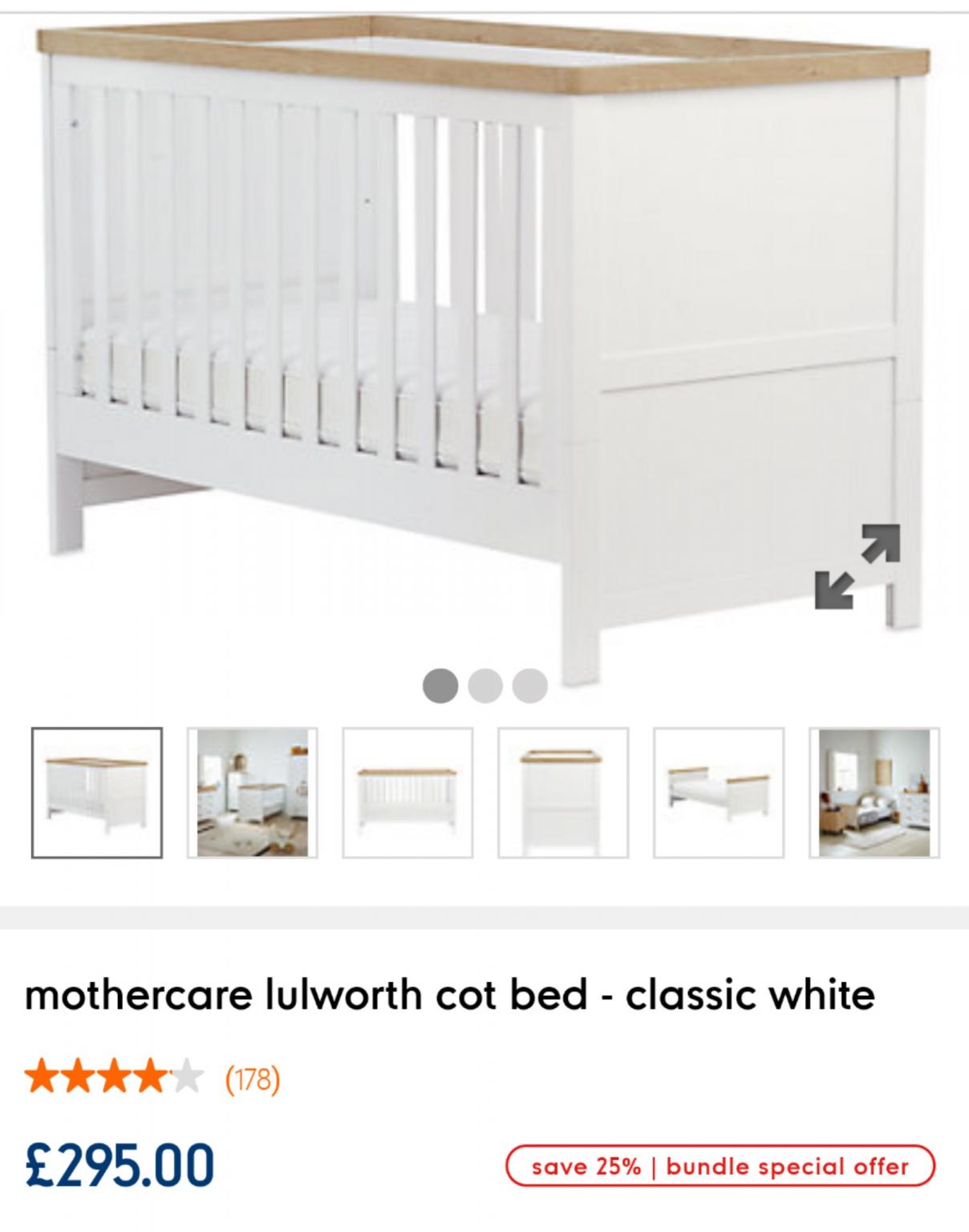 Mothercare cot deals bed lulworth