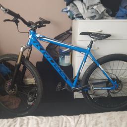 brought just the frame and build the bike My self it's got 27.5 wheels, moussaka forks brand new halo tech crank set ,need front gears putting on and front brake have got the bits to go with it,hydraulic brakes