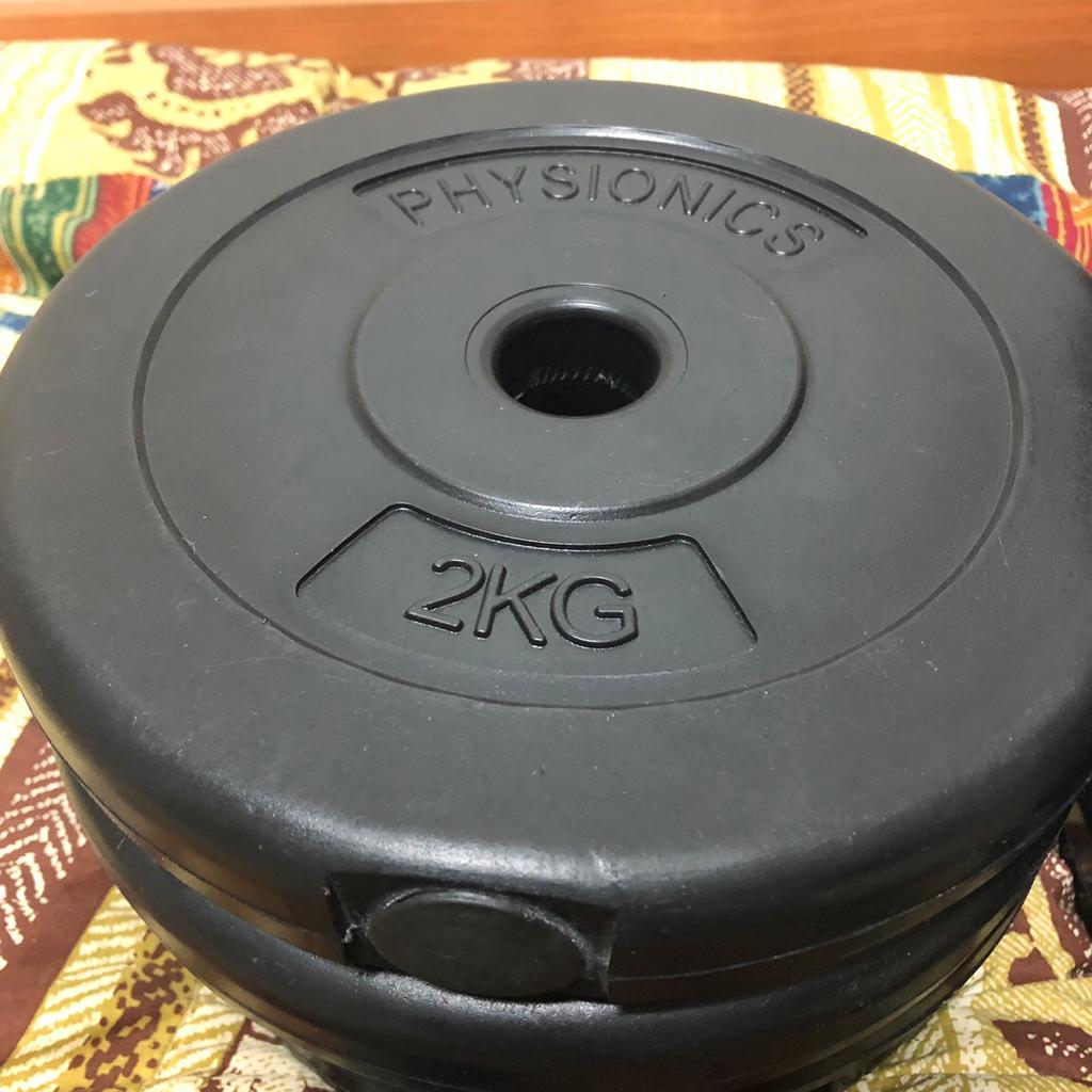 Set Manubri Physionics 40kg - Barre Acciaio 25mm, Dischi In Plastica, Fermadischi, Per Palestra E Home Fitness