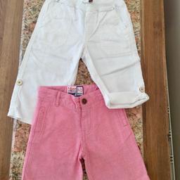 Boys Spanish Shorts Both Aged 4-5 years
White Linen Zara Shorts/three quarter trousers.Can be turned up with button.
Dusky Pink Cotton Tailored Shorts.