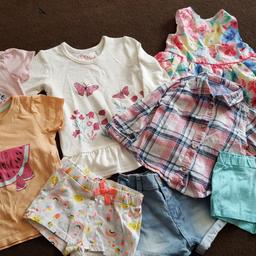 2 t-shirts
3 shorts
1 dress
2 long sleeve tops
All in great condition