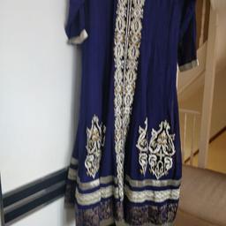 Navy Indian Long Dress with stone work on Georgette material and dupatta.

Worn a few times but in excellent condition.
Iam knocking off £10 off from £60
Meet local and cash only