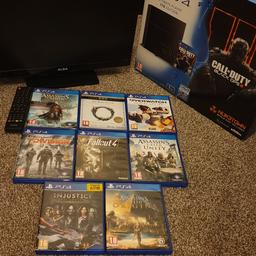 new ps4 hardly used with x2 controllers, about 8games like new, with a 19 inch alba TV, all for £400