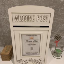 A lovely wedding postbox made from wood, easily personalised with your own printed details.