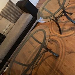 Glass top metal coffee table and side table. In good condition. Bargain at £25 for both. Can deliver locally for fuel cost