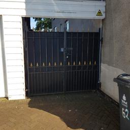 nice solid gate with lock and key 83inchs wide with hinges
sheet steel on back which can be removed 