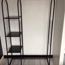 Clothes rail with shelves in black
