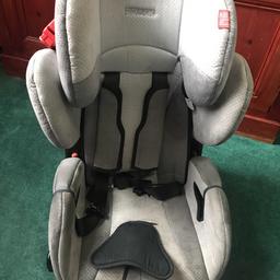 This is a very suitable and safe car seat for young kids/babies. It is used and is still in great condition which is why it is at an amazing affordable price. As I have shown in the picture the red big clip next to the top of the seat is where the seat belt goes through to tighten the seat which keeps it well tightened. For any info contact me on 07847321198 and this item is collection only.