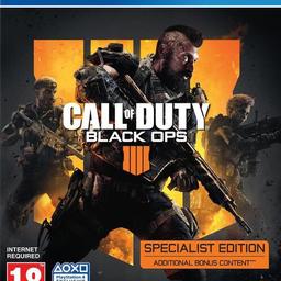 This is a call of duty black ops 4 but SPECIALIST EDITION! game for PS4 so it is not a normal edition. It is in good condition with no scratches and comes with the cover in perfect condition. This item is £20 for NORMAL edition! and I am selling it for £20 WITH specialist edition. For any info please contact 07847321198 and collection will be needed if can be possible as extra charges will be needed for postage.
