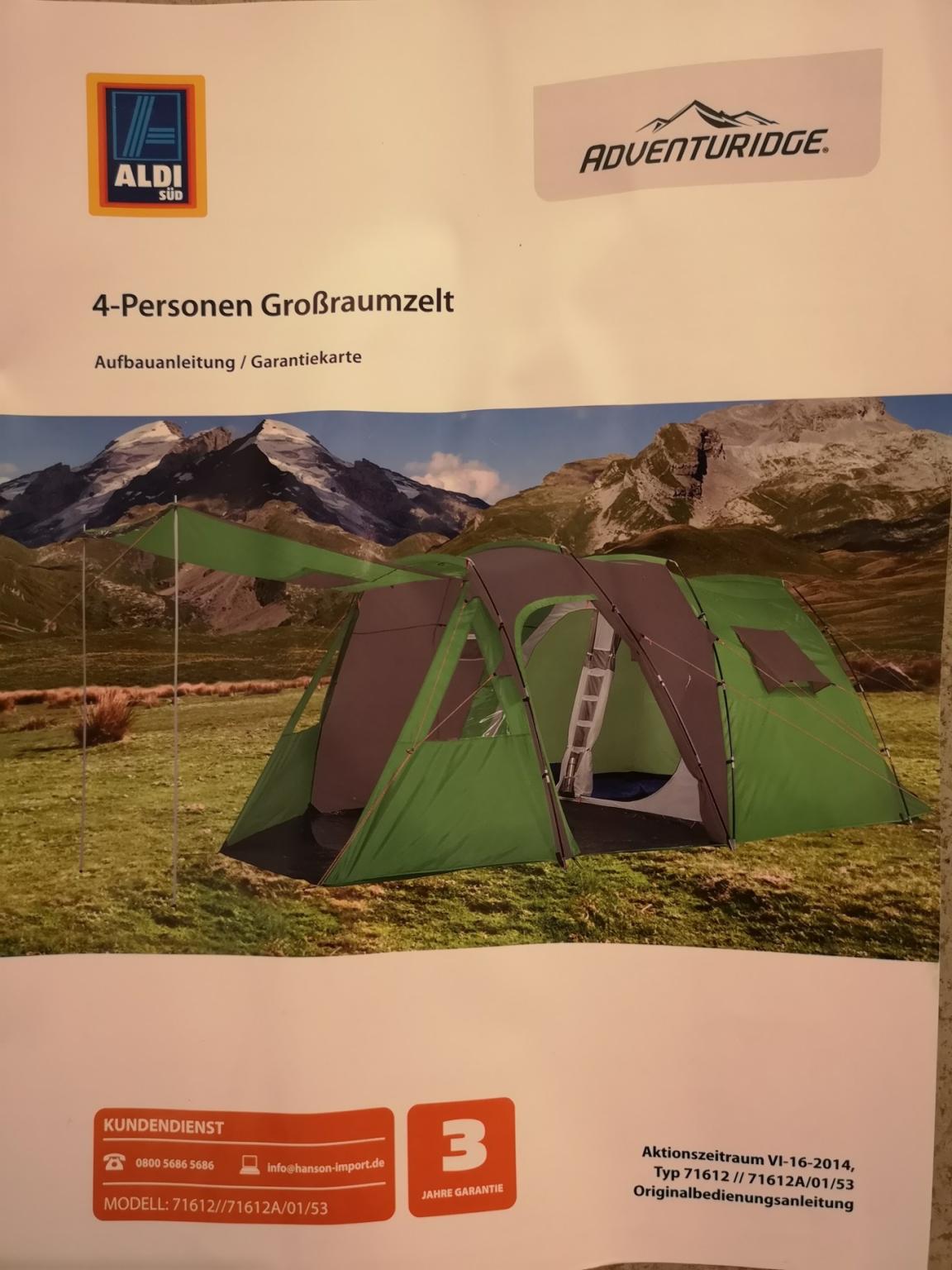 4 Personen Groraumzelt Zelt Aldi in 85435 Erding fr 80,00  zum Verkauf |  Shpock DE