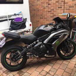 For Sale.Kawasaki Ninja ex 649.cc eef.2014. 64 plate.8.299 miles.Mot and tax Oct 19.grey Metallic.  New tyres. Coolent.. oil and filter changed four months ago. Heated grips.crash bobbins. Scott Oiler fitted but needs new cartridge. A few minor rubs. Has Scorpion exhaust fitted.sounds and runs Brilliantly. £3.200.