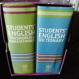 Set of 2 student Dictionary 
One student English dictionary
One student English Thesaurus & Pharasefiner.Ideal for young student all in good clean condition