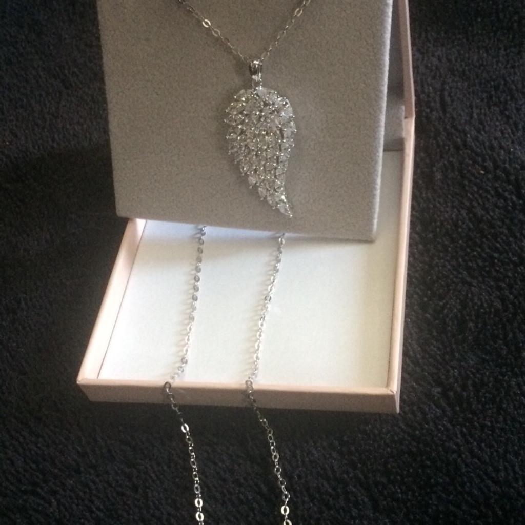 Diamonique angel wing on sale necklace