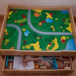 reversible activity table train and car set with storage. built but comes with box. collection only.