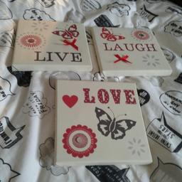 3 lovely love laugh live canvas..perfect condition..collection only..
