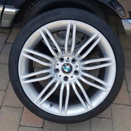 Hello a set of 4 staggered spider alloys.
Two 7.5" wide rims with new 245 / 35 / 19 A rated tyres on front.
Two 9.5" wide rims on rear fitted with 265 / 35 / 19. One is legal, one has been run flat and needs changing. Last picture is the matching tyre. I would recommend putting a new pair on the rear.
I cannot see a BMW sign so pls assume these are copies.
Curb rash to all rims. Both rears have been welded in the past but all hold air and balance up.
Very nice looking rims!