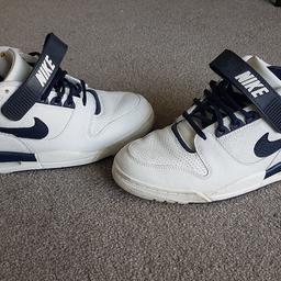 Rare men's nike air revolution mid (retro), white and navy, UK size 8, in very good condition (worn), no box.