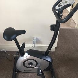 Exercise bike, 1 year old and barely used. Small cut in foam on right handle as seen in photo. Good working order. Collection only.