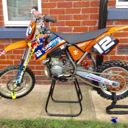 Nice little bike got it for my son at Christmas to fast for him £1000 no offers 
New brakes 
New back tyre 
Piston and rings r all good 
Clean bike 
New graphics 
New hand grips 
Excellent little bike 
Collection wigan area