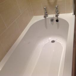 White. Bath excellent condition complete with taps and a shower screen bargain 