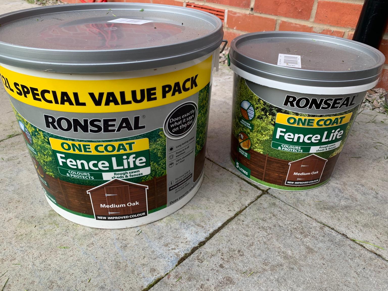 Ronseal medium oak fence paint 12 + 5 litre in B37 Solihull for £25.00 for sale Shpock