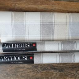 2 and 3/4 rolls of stunning arthouse country check wallpaper you get four full strips out one roll so enough to do a feature wall in grey and cream check collect only west dulwich price is for all the rolls